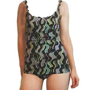Jantzen Vintage Multi-Colored Geometric One-Piece Retro SZ 10 Modern SZ 6